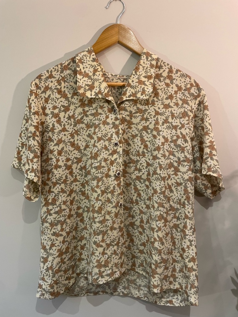 VTG Hand-Made Blouse with Floral Design